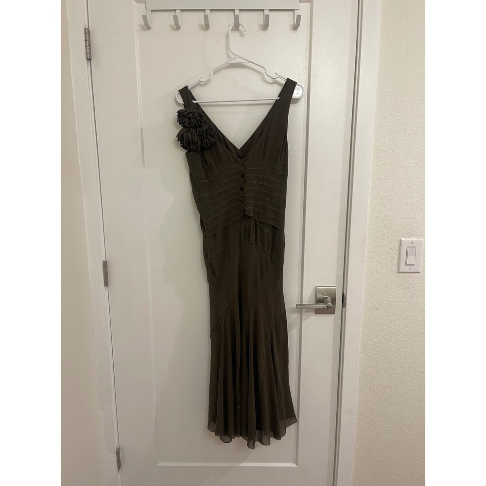 Vintage Y2K Silk Brown Cocktail Pom Pom Grunge Fairycore Whimseygoth Dress